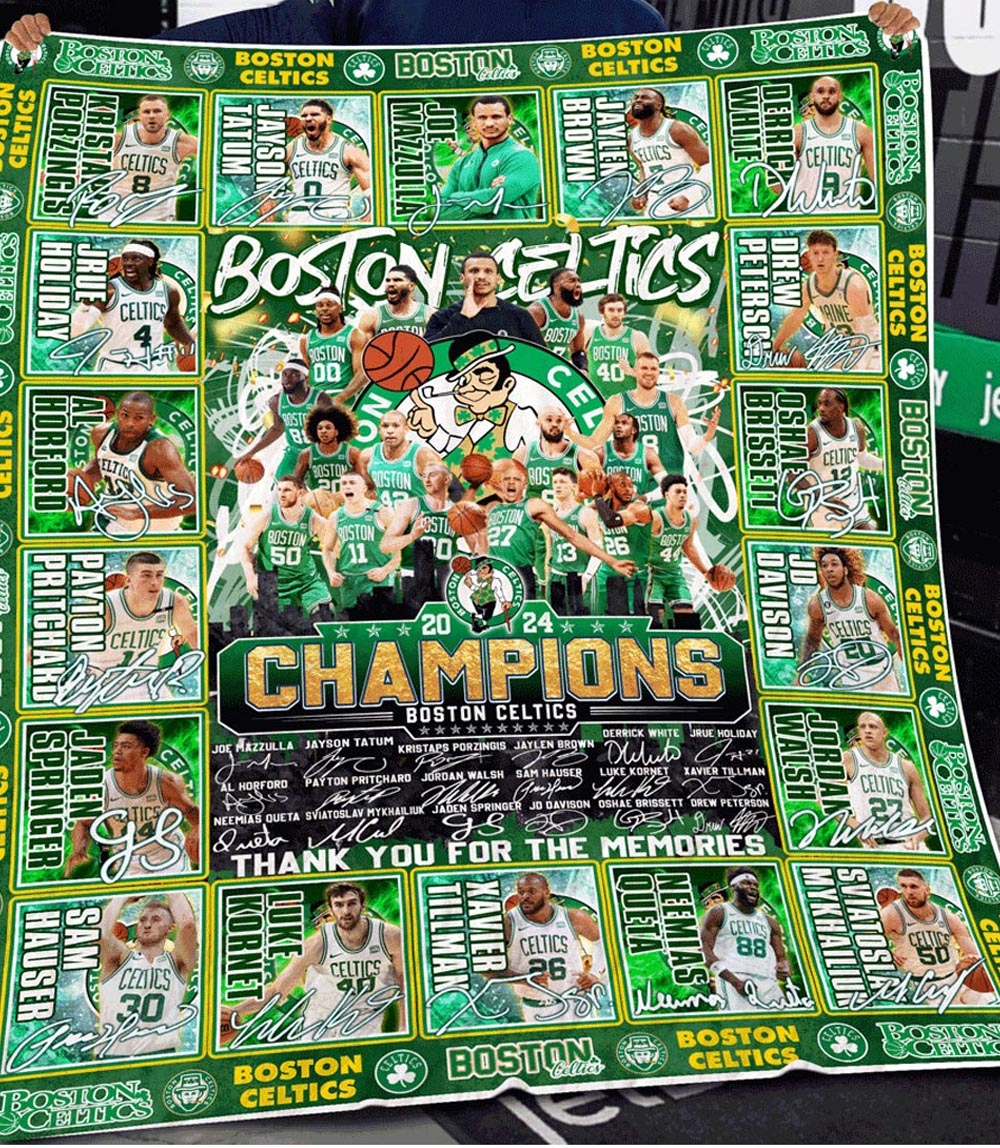 Boston Celtics Legends 2024 Team Personalized Quilt Fleece Blanket