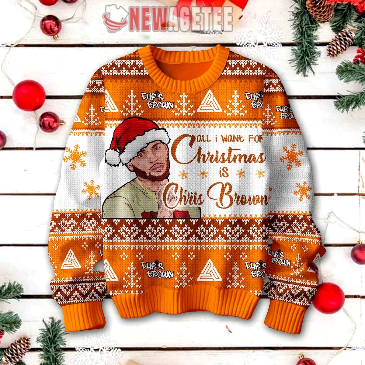 Chris Brown Heartbreak On The Full Moon Ugly Christmas Sweater