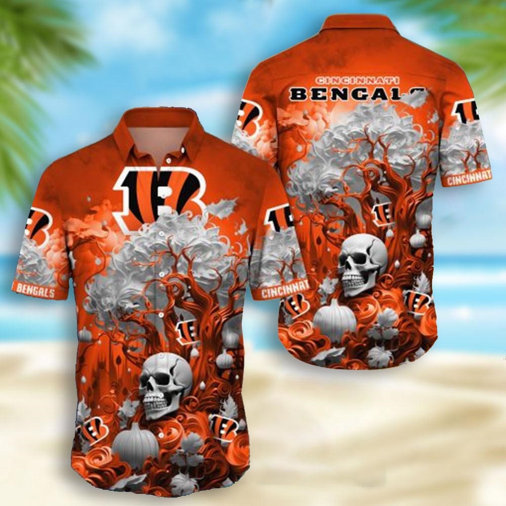 Cleveland Browns Skull Pumpkin Halloween Hawaiian Shirt