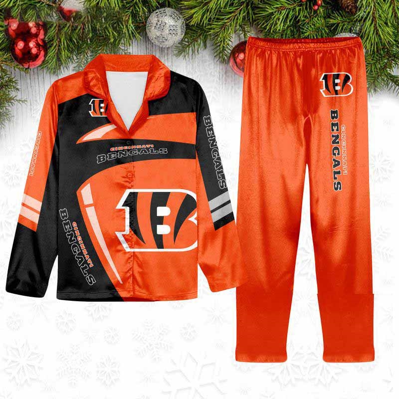 Cincinnati Bengals Special Football Team Nfl Holiday Winter Satin Pajamas Set