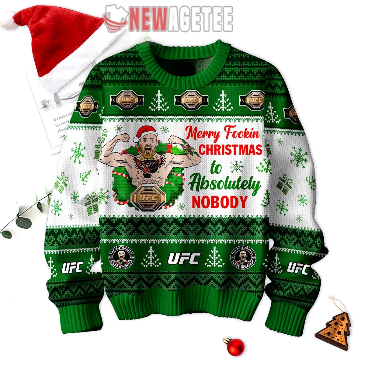 Conor Mcgregor Merry Fookin Who The Fook Is Dat Guy Ugly Christmas Sweater