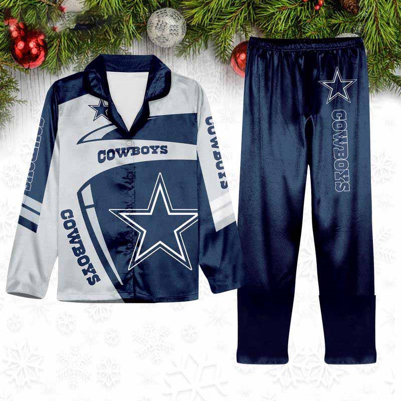 Dallas Cowboys Special Football Team Nfl Holiday Winter Satin Pajamas Set