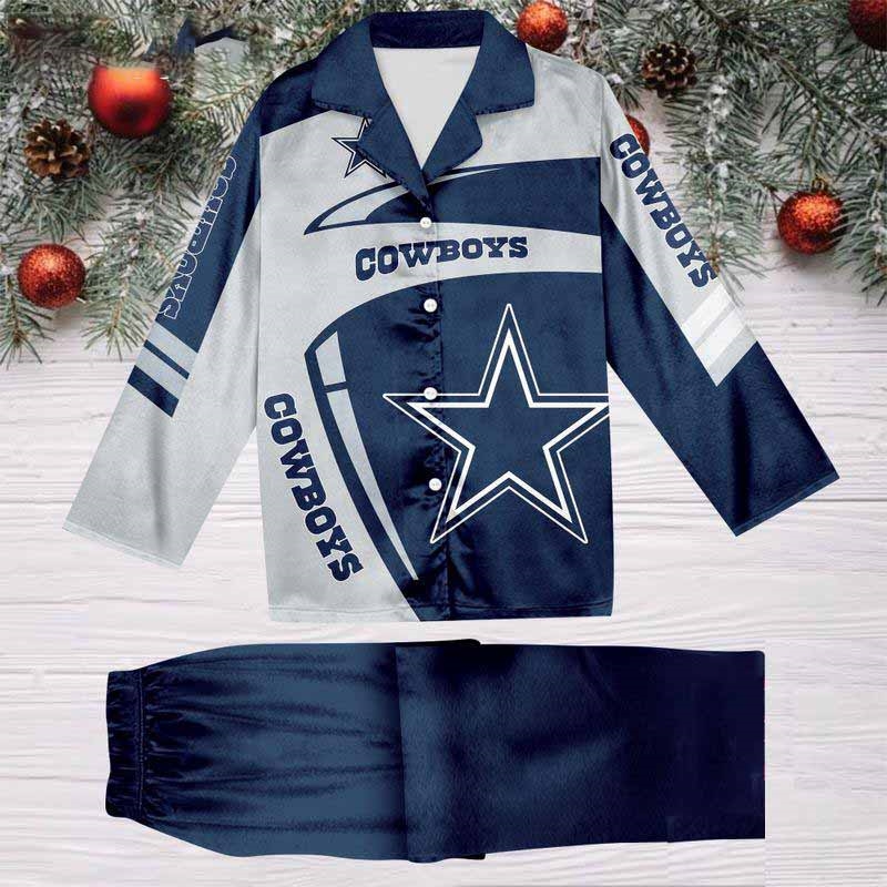 Dallas Cowboys Special Football Team Nfl Holiday Winter Satin Pajamas Set