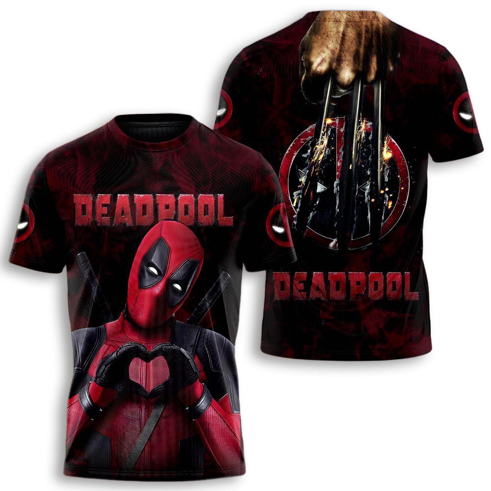 Deadpool And Wolverine Kiss Me Like You Miss Me Well Come Here Aop T-shirt