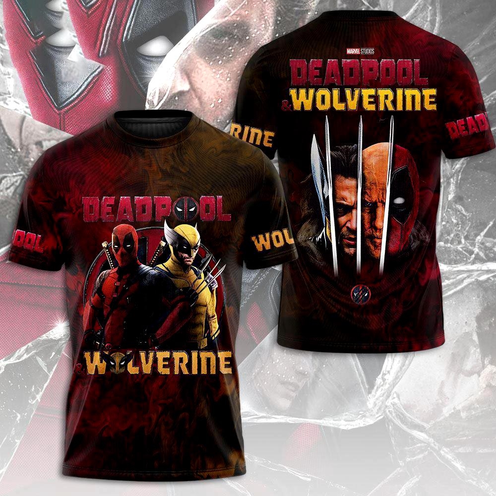 Deadpool And Wolverine Kiss Me Like You Miss Me Well Come Here Aop T-shirt