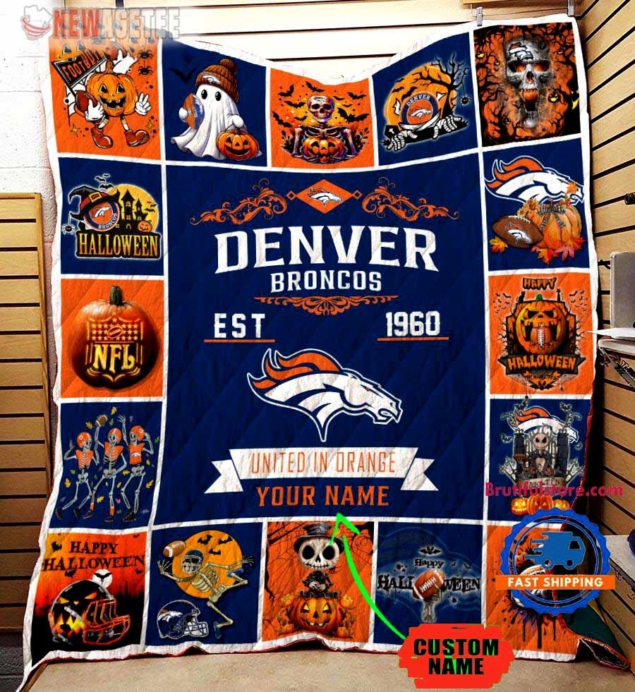 Detroit Lions Football Skeleton Pumpkin Skull Halloween Quilt Fleece Blanket