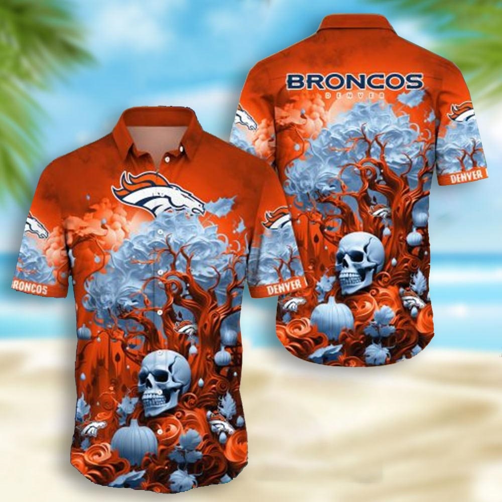 Detroit Lions Skull Pumpkin Halloween Hawaiian Shirt