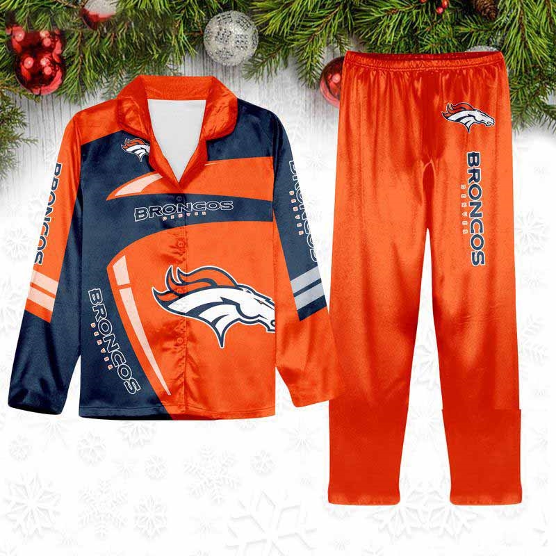 Denver Broncos Special Football Team Nfl Holiday Winter Satin Pajamas Set