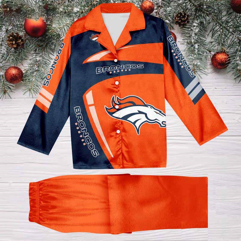 Denver Broncos Special Football Team Nfl Holiday Winter Satin Pajamas Set