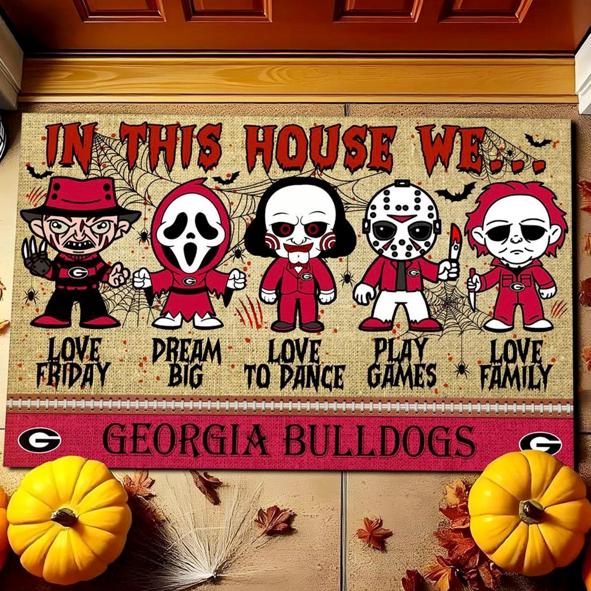 Indiana Hoosiers In This House We Love Family Dream Big Halloween Horror Movies Doormat