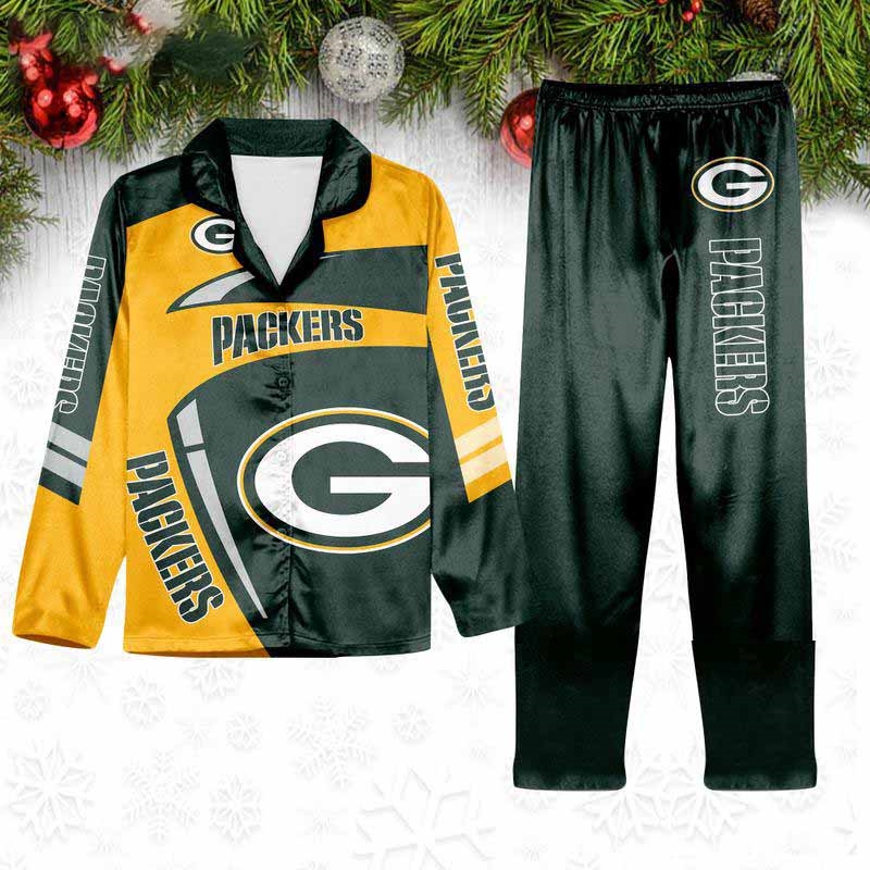 Green Bay Packers Special Football Team Nfl Holiday Winter Satin Pajamas Set