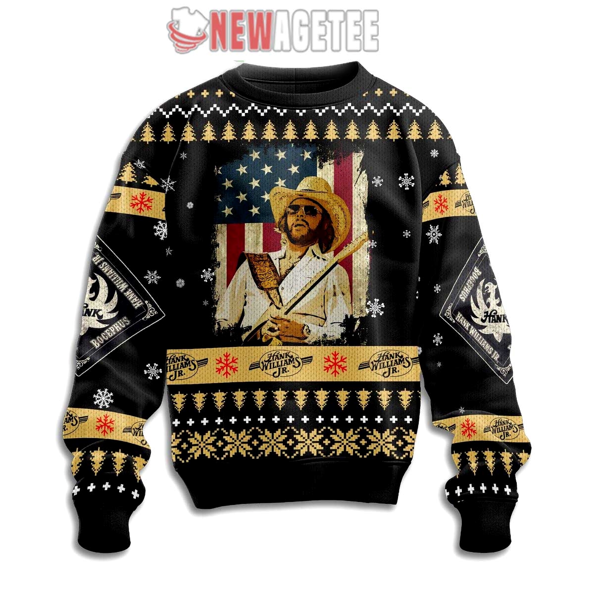 Hank Williams Jr Whiskey Bent And Hell Bound Ugly Christmas Sweater