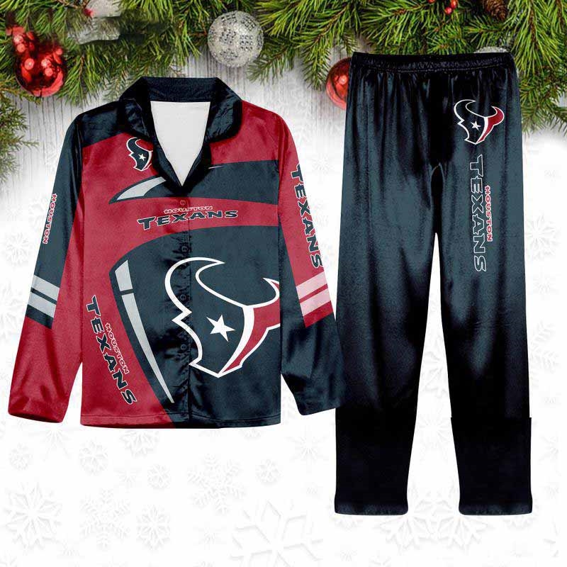 Houston Texans Special Football Team Nfl Holiday Winter Satin Pajamas Set