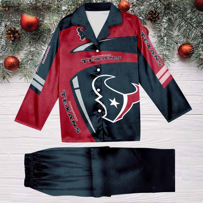 Houston Texans Special Football Team Nfl Holiday Winter Satin Pajamas Set