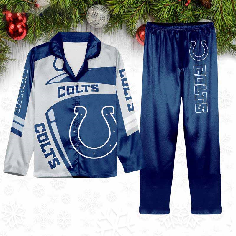 Indianapolis Colts Special Football Team Nfl Holiday Winter Satin Pajamas Set