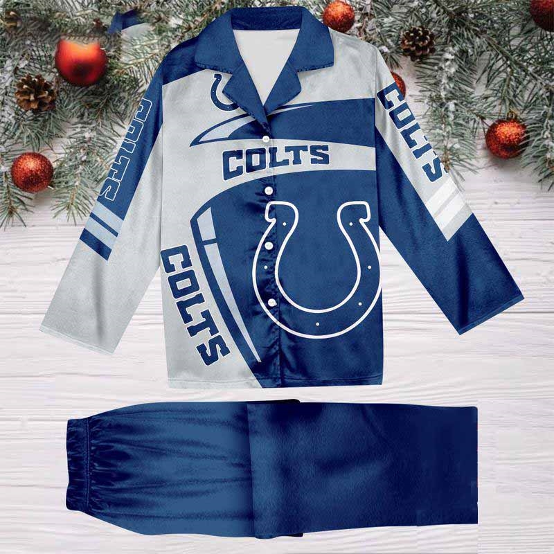 Indianapolis Colts Special Football Team Nfl Holiday Winter Satin Pajamas Set