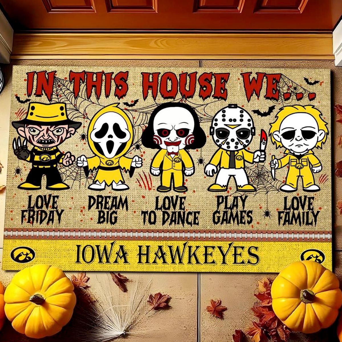 Iowa State Cyclones In This House We Love Family Dream Big Halloween Horror Movies Doormat