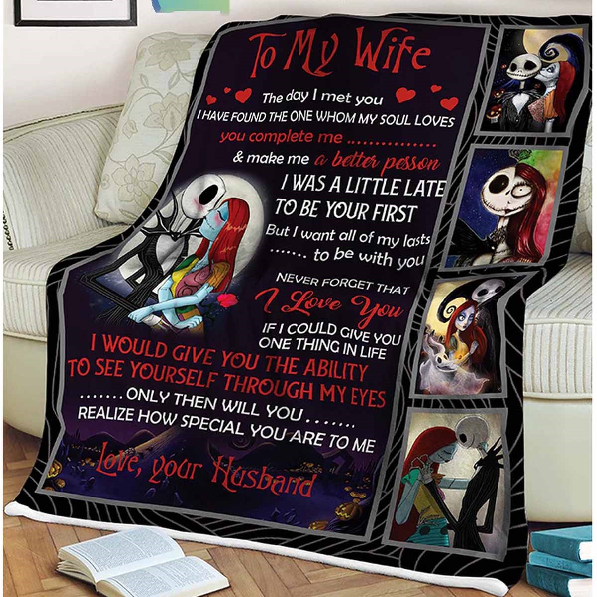 Jack Skellington And Sally 2024 True Love Quilt Fleece Blanket