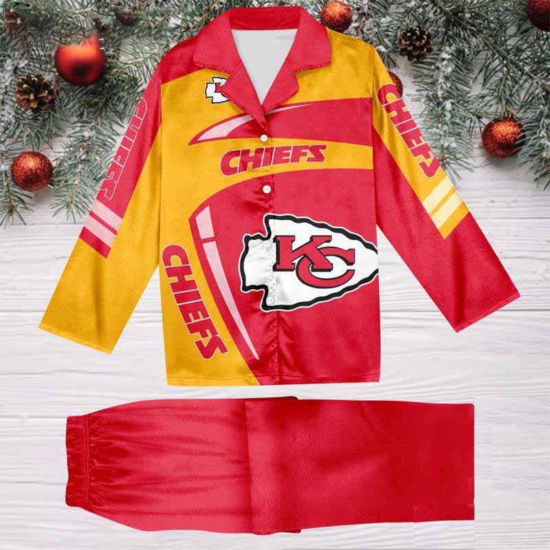 Kansas City Chiefs Special Football Team Nfl Holiday Winter Satin Pajamas Set