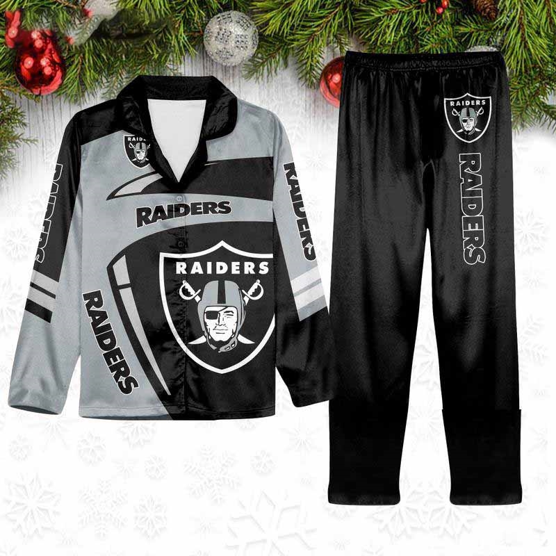 Las Vegas Raiders Special Football Team Nfl Holiday Winter Satin Pajamas Set