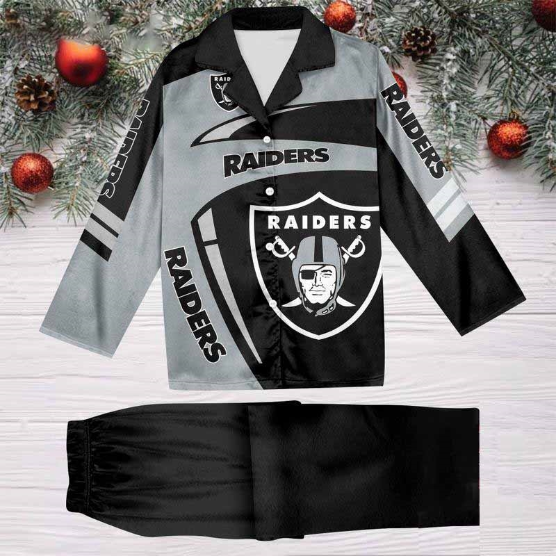 Las Vegas Raiders Special Football Team Nfl Holiday Winter Satin Pajamas Set