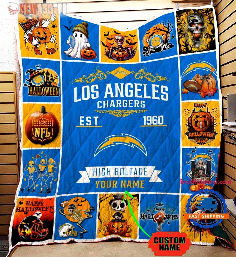 Los Angeles Rams Football Skeleton Pumpkin Skull Halloween Quilt Fleece Blanket