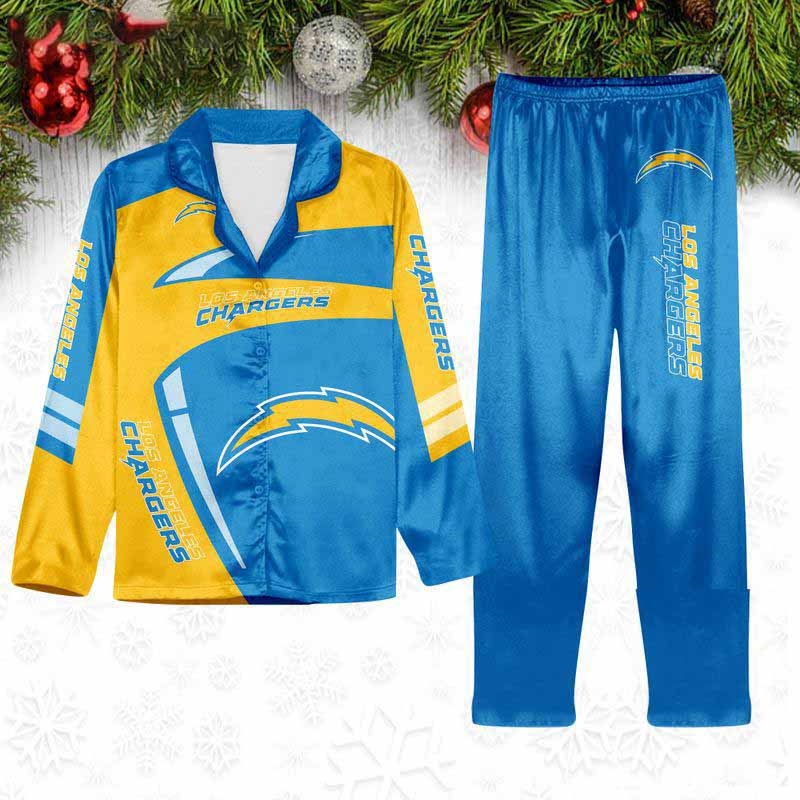 Los Angeles Chargers Special Football Team Nfl Holiday Winter Satin Pajamas Set