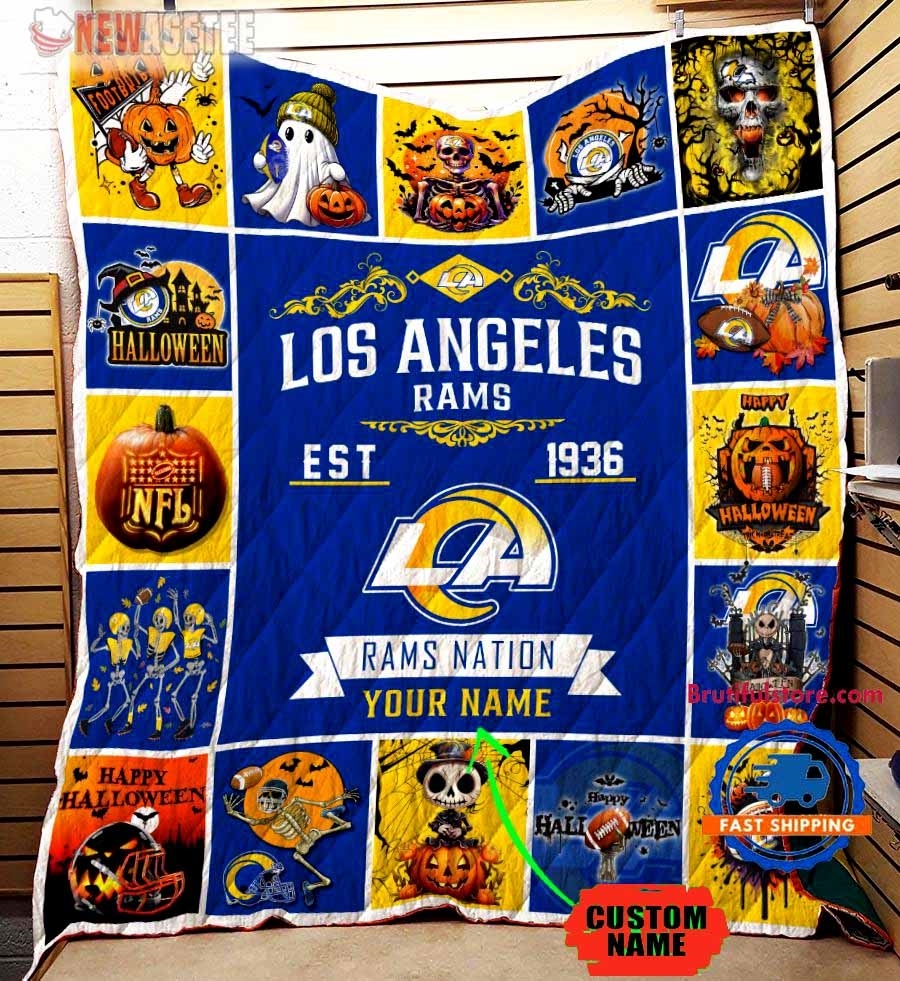 Los Angeles Chargers Football Skeleton Pumpkin Skull Halloween Quilt Fleece Blanket