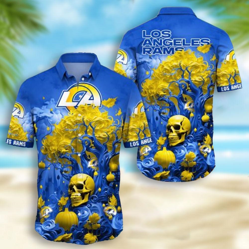 Los Angeles Chargers Skull Pumpkin Halloween Hawaiian Shirt