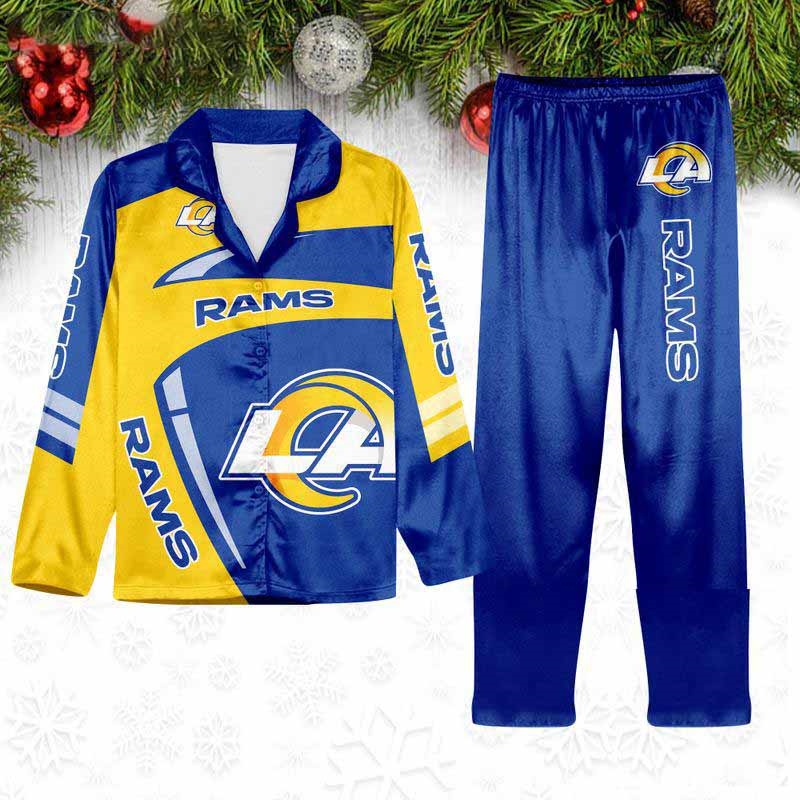 Los Angeles Rams Special Football Team Nfl Holiday Winter Satin Pajamas Set