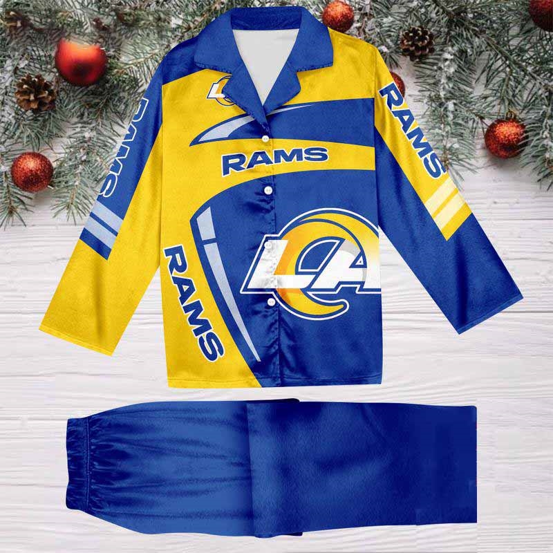 Los Angeles Rams Special Football Team Nfl Holiday Winter Satin Pajamas Set