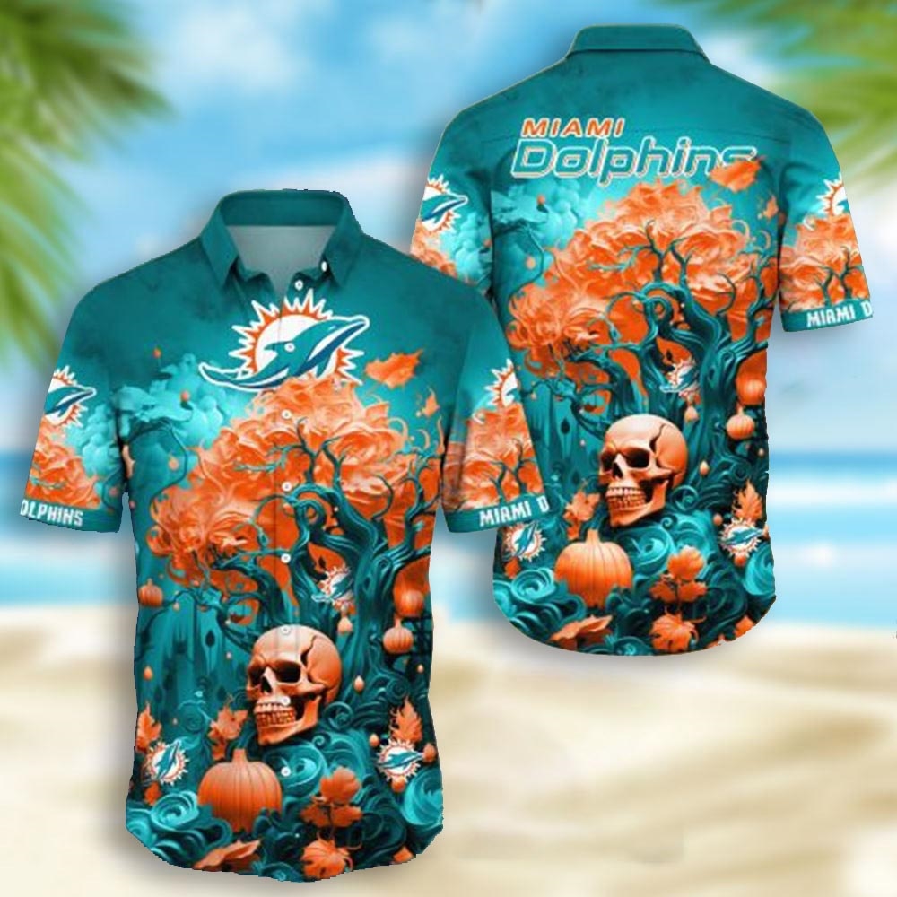 Minnesota Vikings Skull Pumpkin Halloween Hawaiian Shirt