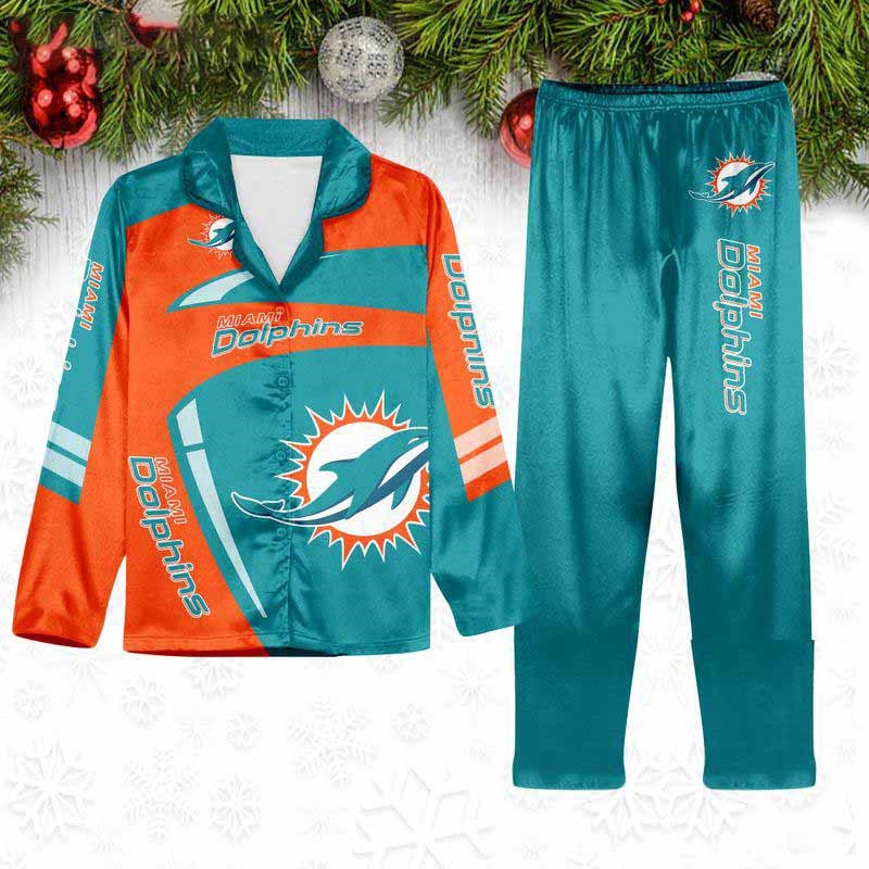 Miami Dolphins Special Football Team Nfl Holiday Winter Satin Pajamas Set