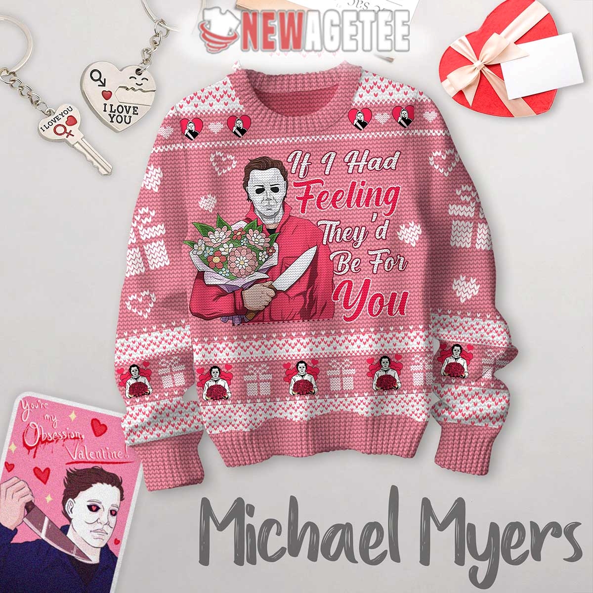 Michael Myers Had Feeling For You Valentine Ugly Christmas Sweater