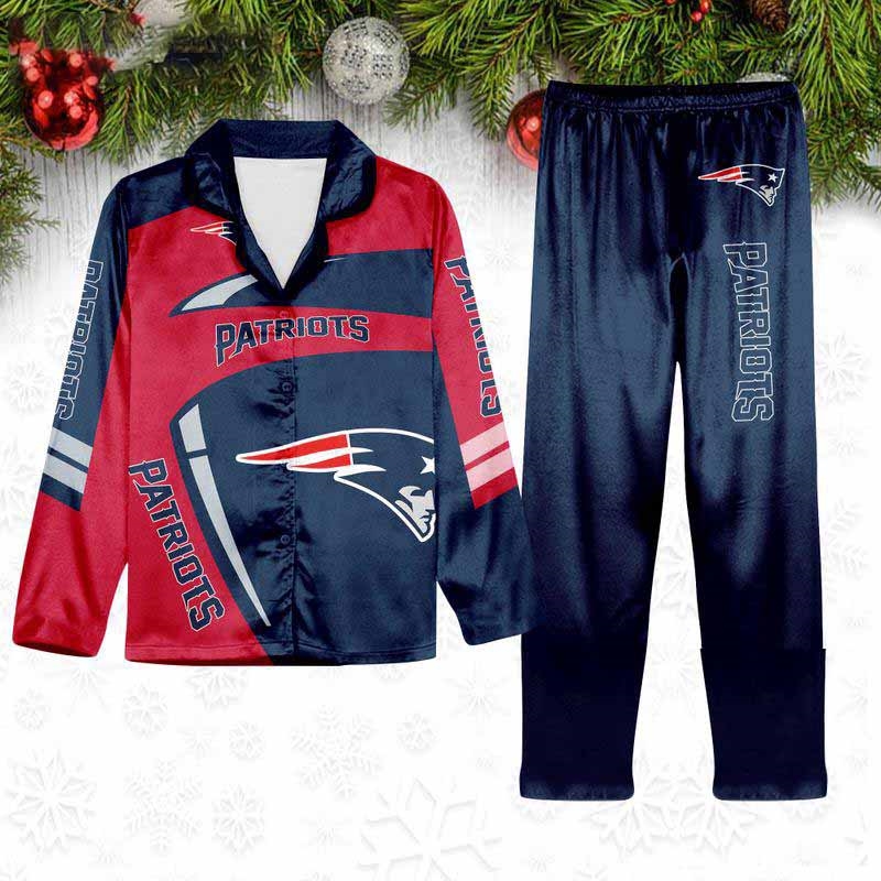 New England Patriots Special Football Team Nfl Holiday Winter Satin Pajamas Set