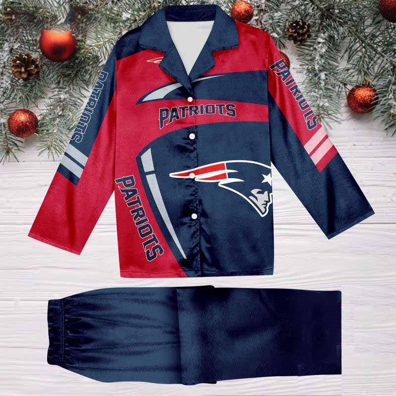 New England Patriots Special Football Team Nfl Holiday Winter Satin Pajamas Set