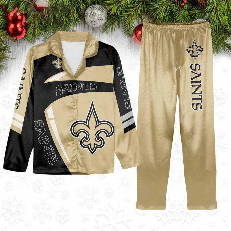 New Orleans Saints Special Football Team Nfl Holiday Winter Satin Pajamas Set