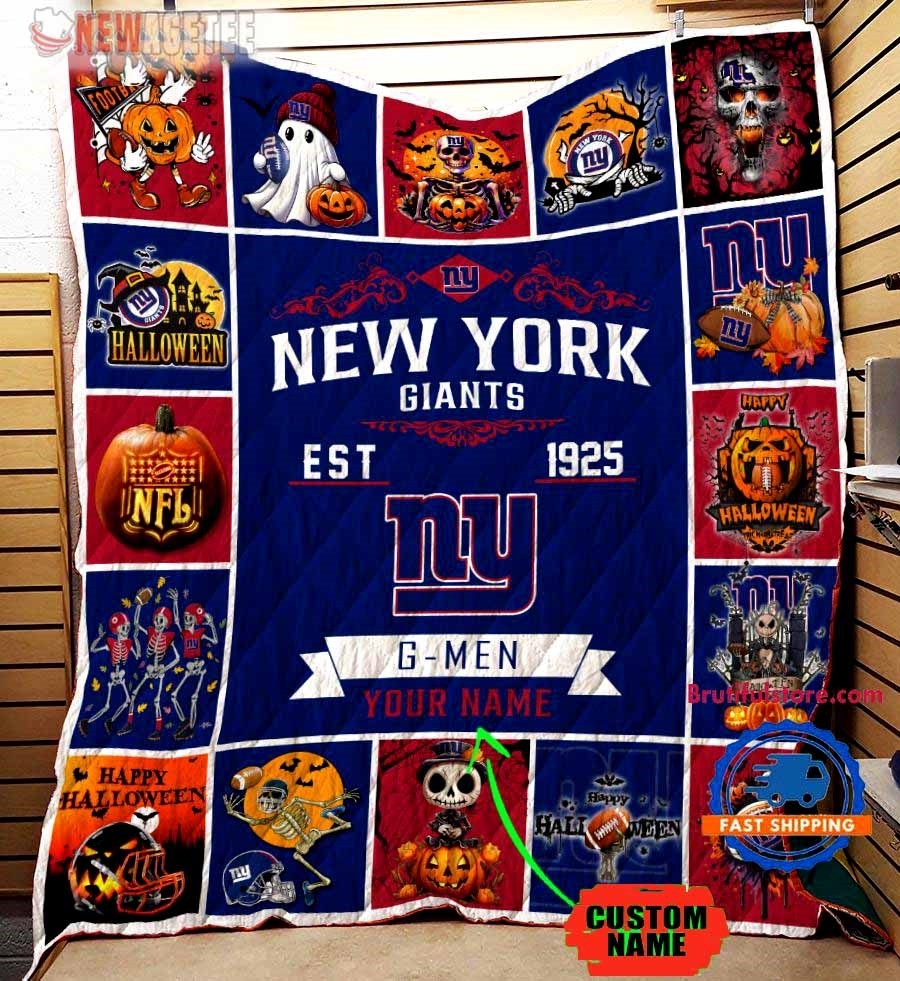 New York Jets Football Skeleton Pumpkin Skull Halloween Quilt Fleece Blanket