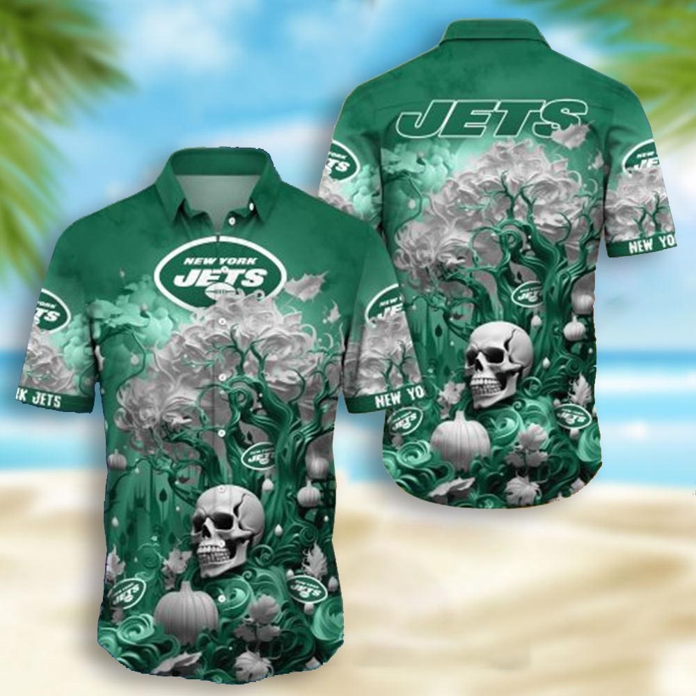 New York Giants Skull Pumpkin Halloween Hawaiian Shirt