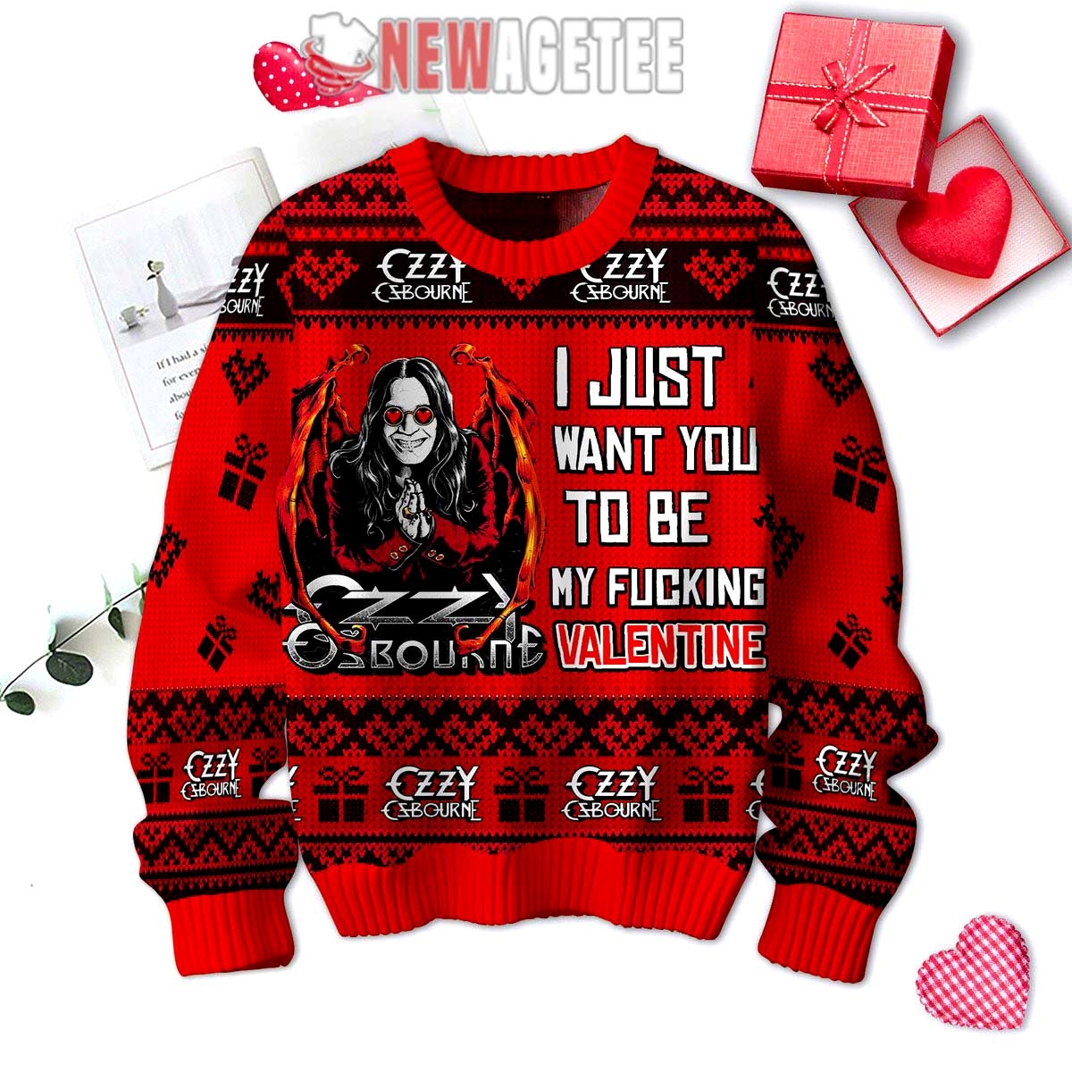 Ozzy Osbourne Want You To Be My Valentine Ugly Christmas Sweater