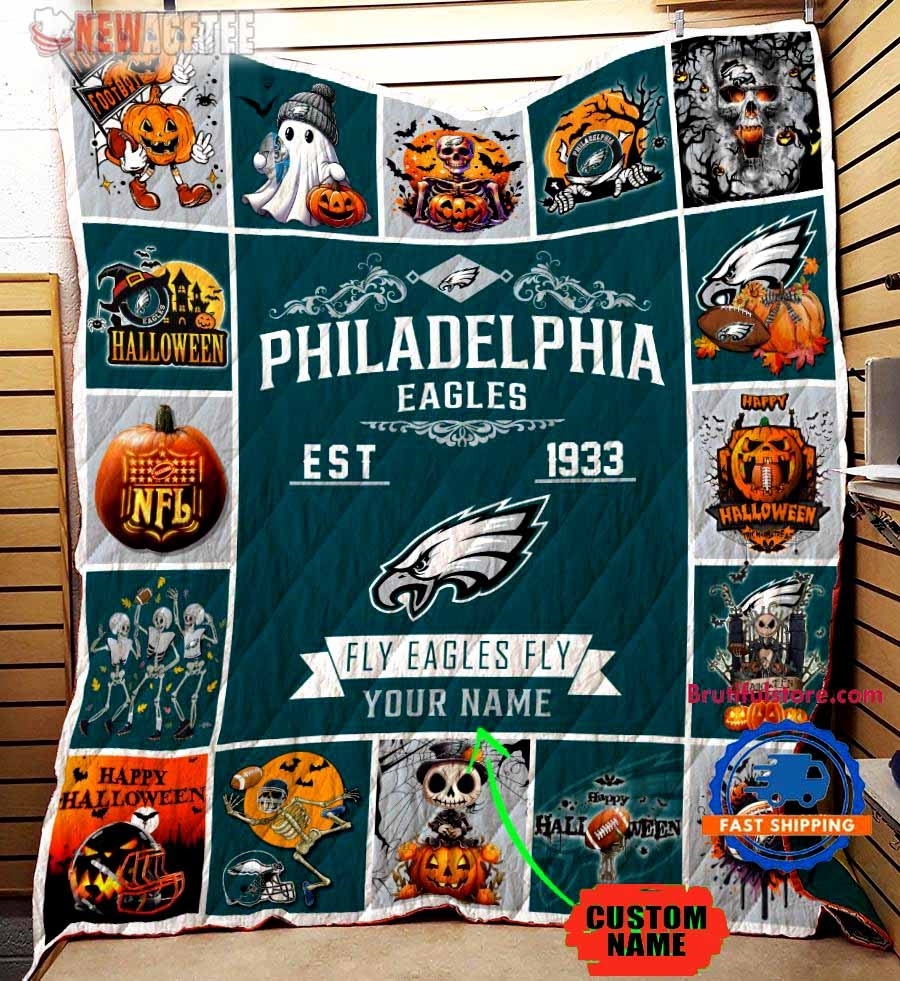 Pittsburgh Steelers Football Skeleton Pumpkin Skull Halloween Quilt Fleece Blanket