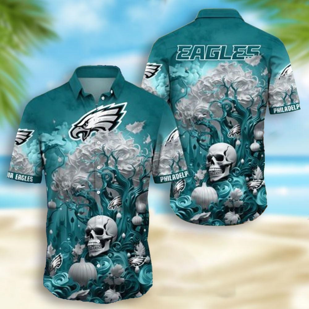 New York Jets Skull Pumpkin Halloween Hawaiian Shirt