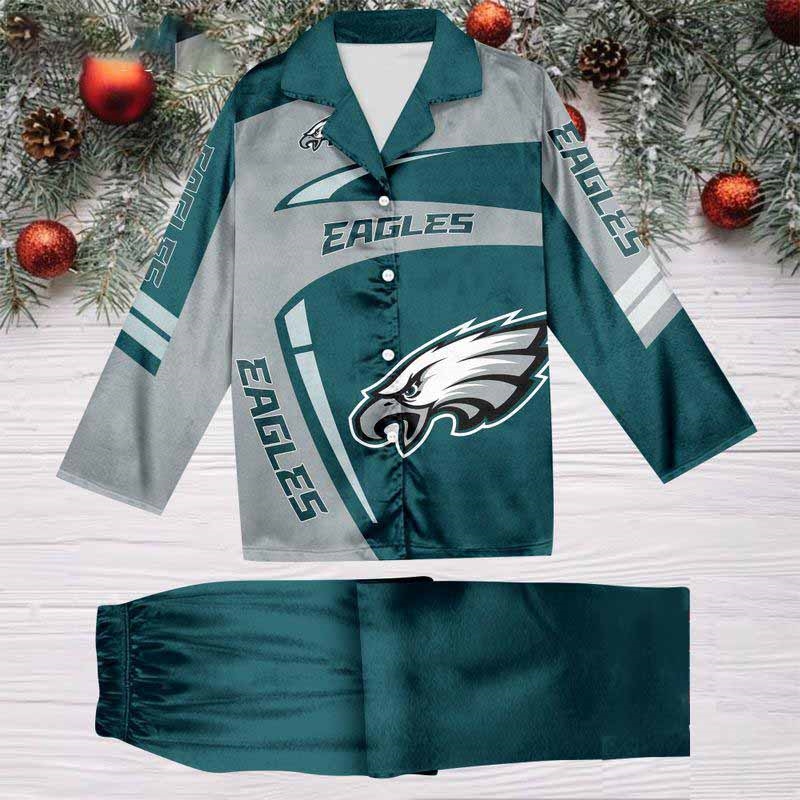 New York Jets Special Football Team Nfl Holiday Winter Satin Pajamas Set