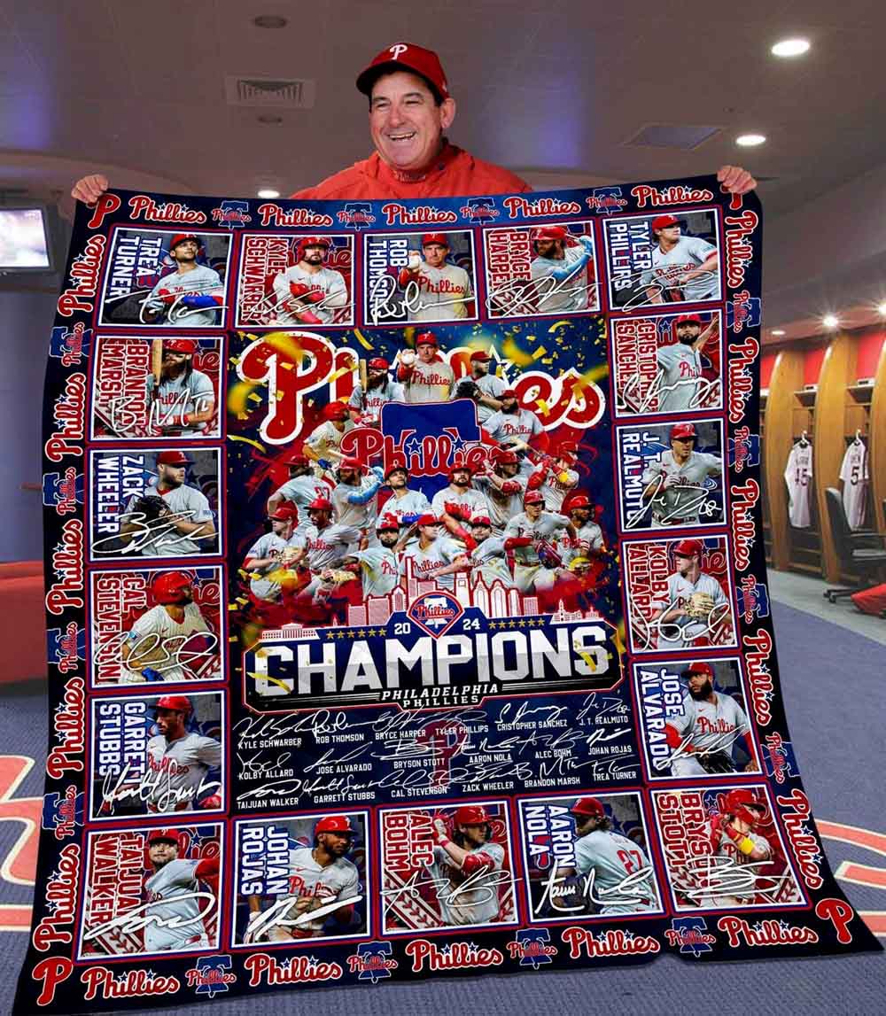 Philadelphia Phillies Champions 2024 Thank You For The Memories Quilt Fleece Blanket