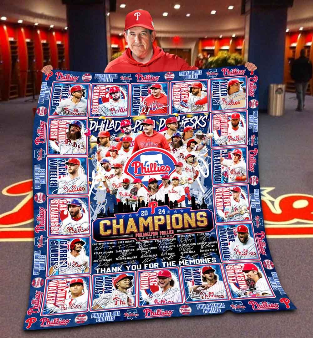 Philadelphia Phillies 2024 Champions All Star Line Up Quilt Fleece Blanket