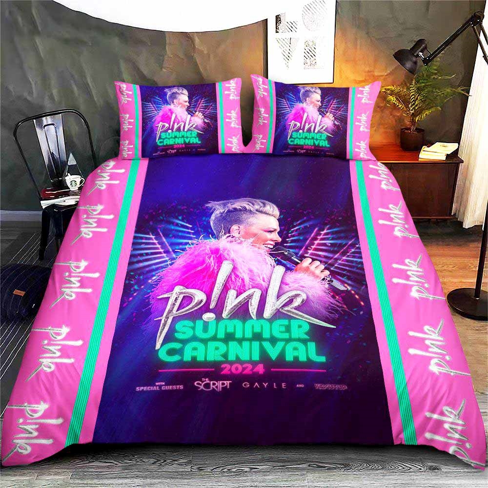 Pink Bedding Set Merry Christmas Gift Fans