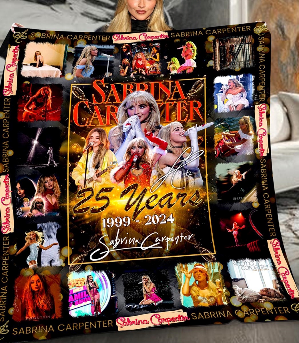 Sabrina Carpenter 25 Years 1999 2024 Quilt Fleece Blanket