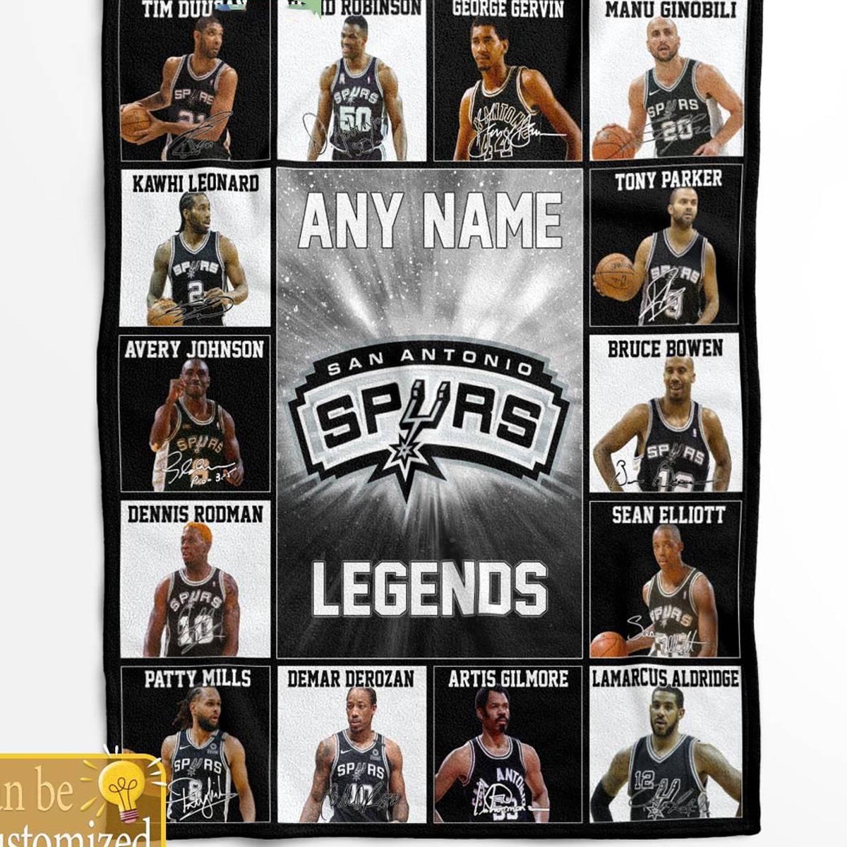 San Antonio Spurs Legends 2024 Team Personalized Quilt Fleece Blanket