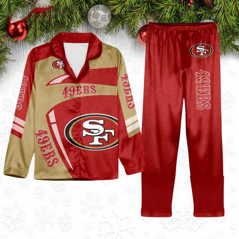 San Francisco 49ers Special Football Team Nfl Holiday Winter Satin Pajamas Set