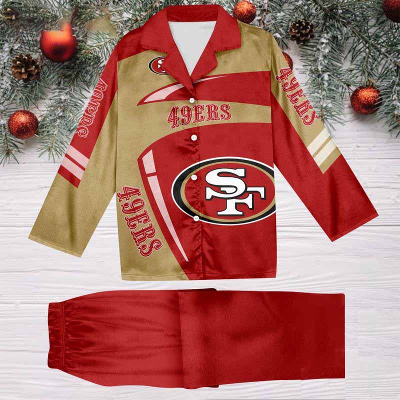 San Francisco 49ers Special Football Team Nfl Holiday Winter Satin Pajamas Set